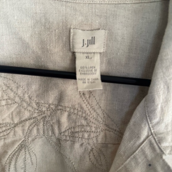J. Jill Natural Beige Embroidered Linen Jacket xl - Picture 6 of 8